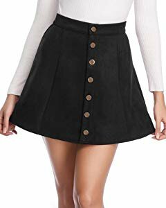 Fuinloth Women’s Faux Suede Skirt Button Closure A-Line… Sweepstakes