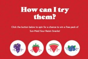 SUN-MAID Sour Raisin Snacks Instant win Game